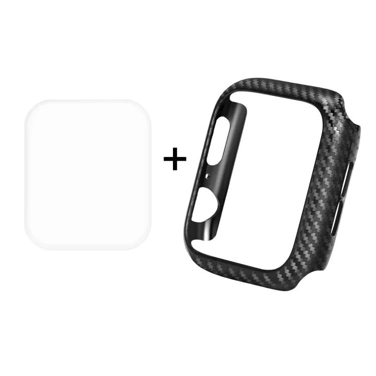 ENKAY Hat-Prince 2 in 1 Carbon Fiber Texture TPU Semi-clad Protective Shell + 3D Full Screen PET Curved Heat Bending HD Screen Protector For Apple Watch Series 6 / 5 / 4 / Watch SE 40mm, For Apple Watch Series 6 / 5 / 4 / Watch SE 40mm