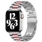 For Apple Watch Series 10 42mm / 9&8&7 41mm / SE 3&SE 2&6&SE&5&4 40mm / 3&2&1 38mm Fold Buckle 3 Beads Stainless Steel Watch Band