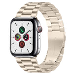 For Apple Watch Series 10 42mm / 9&8&7 41mm / SE 3&SE 2&6&SE&5&4 40mm / 3&2&1 38mm Fold Buckle 3 Beads Stainless Steel Watch Band
