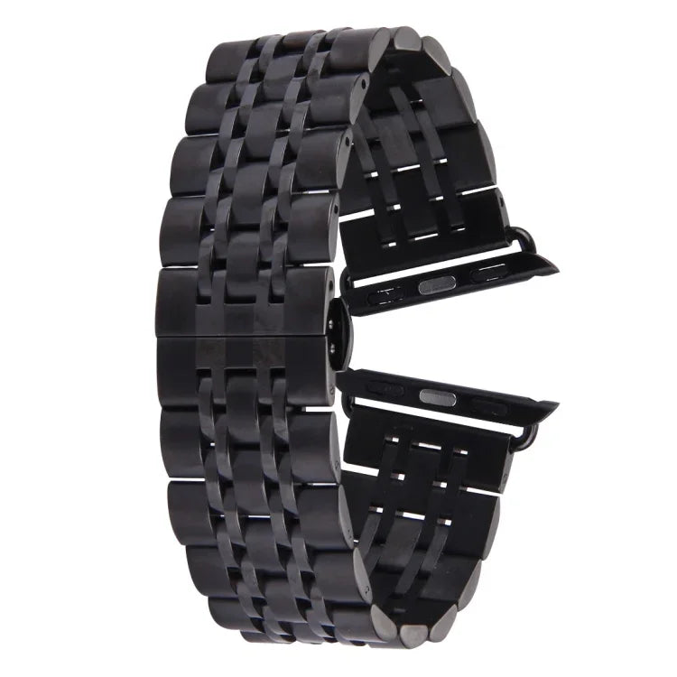 Hidden Butterfly Buckle 7 Beads Stainless Steel Watch Band For Apple Watch 42mm(Silver Gold), 20mm Women