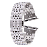 Hidden Butterfly Buckle 7 Beads Stainless Steel Watch Band For Apple Watch 42mm(Silver Gold), 20mm Women