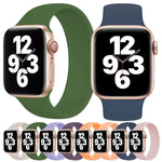 For Apple Watch Series 10 42mm / 9&8&7 41mm / SE 3&SE 2&6&SE&5&4 40mm / 3&2&1 38mm Solid Color Elastic Silicone Watch Band, Size:L 156mm