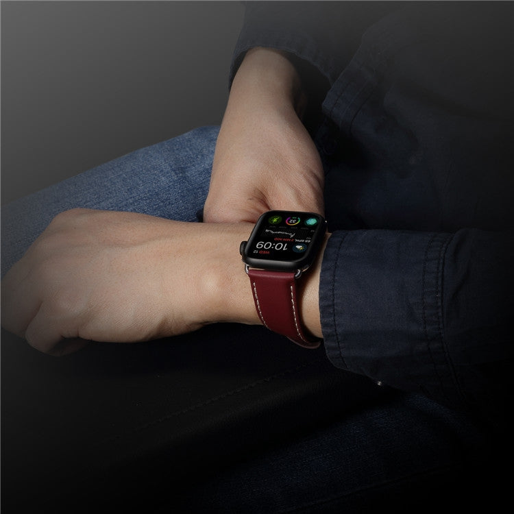 Denior Environmental Luxury Car Watch Leather Watch Band for Apple Watch Series 10 42mm / 9&8&7 41mm / SE 3&SE 2&6&SE&5&4 40mm / 3&2&1 38mm