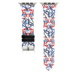 Thorns Printing Genuine Leather Watch Band for Apple Watch Ultra 49mm&Watch Ultra 2 49mm / Series 10 46mm / 9&8&7 45mm / SE 3&SE 2&6&SE&5&4 44mm / 3&2&1 42mm, 44mm