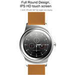 SMA-Round 1.28 inch Color Touch Screen Bluetooth Smart Watch, Waterproof, Support Voice Control / Heart Rate Monitor / Sleep Monitor / Bluetooth Camera, Compatible with Android and iOS System, SMA-Round/Orange Leather Strap, SMA-Round/Silver Leather St...