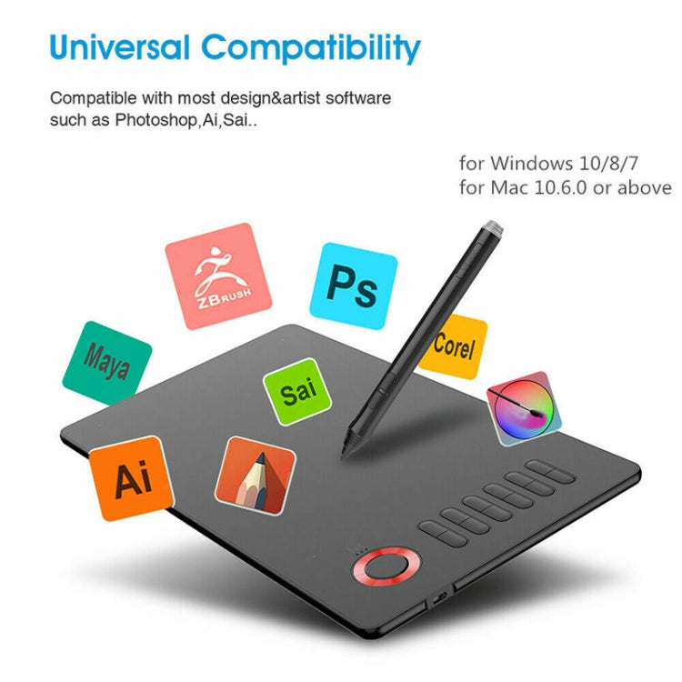VEIKK A15 10x6 inch 5080 LPI Smart Touch Electronic Graphic Tablet, with Type-C Interface, A15 Red, A15 Gold, A15 Blue