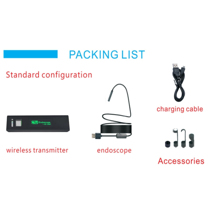YPC110 8mm 2.0MP HD Camera WiFi Endoscope Snake Tube Inspection Camera with 8 LED, Waterproof IP68, Lens Diameter: 8mm, Length: 2m, Hard Line, 2m Hard Line