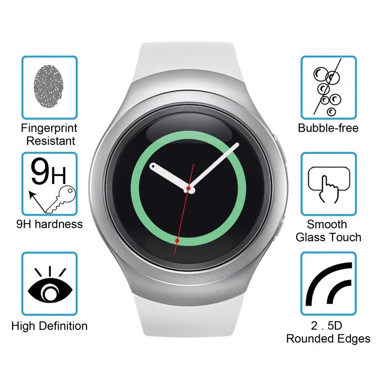2 PCS ENKAY Hat-Prince for Samsung Gear S2 Smart Watch 0.2mm 9H Surface Hardness 2.15D Explosion-proof Tempered Glass Screen Film