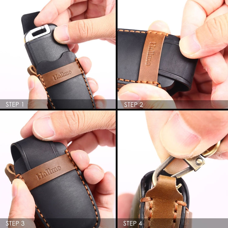 For Nissan 5-button Horn Hallmo Car Cowhide Leather Key Protective Cover Key Case, C068
