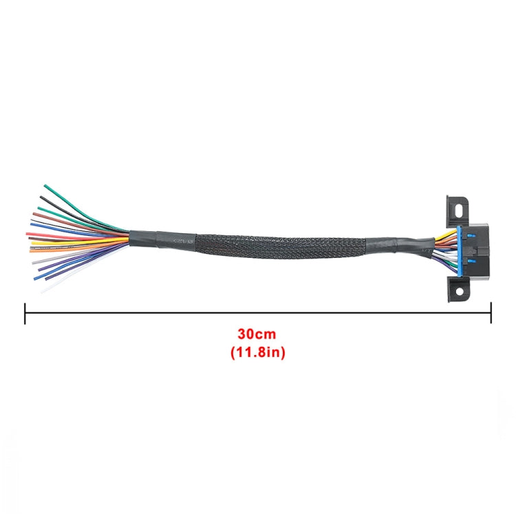 18AWG OBD 16 Pin OBD Cable Opening Line OBD 2 Extension Cable, Cable Length: 30cm, 30cm 18AWG