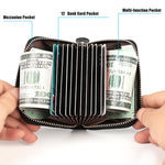 KB152 Butterfly Pattern Zipper Cowhide Leather Organ Shape Multiple Card Slots Anti-magnetic RFID Wallet for Ladies, KB152 Colour, KB152 Blue, KB152 Purple, KB152 Silver