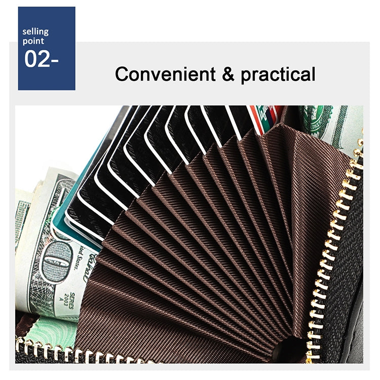 KB152 Butterfly Pattern Zipper Cowhide Leather Organ Shape Multiple Card Slots Anti-magnetic RFID Wallet for Ladies, KB152 Colour, KB152 Blue, KB152 Purple, KB152 Silver