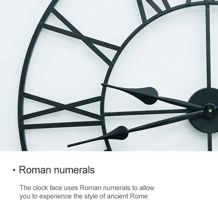 45cm Retro Living Room Iron Round Roman Numeral Mute Decorative Wall Clock, 45cm
