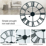 80cm Retro Living Room Iron Round Roman Numeral Mute Decorative Wall Clock, 80cm
