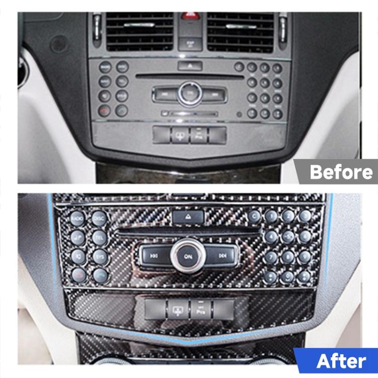 2 PCS Car CD Adjustment Frame Carbon Fiber Decorative Sticker for Mercedes-Benz W204 2007-2010, CD Adjustment Frame (B)
