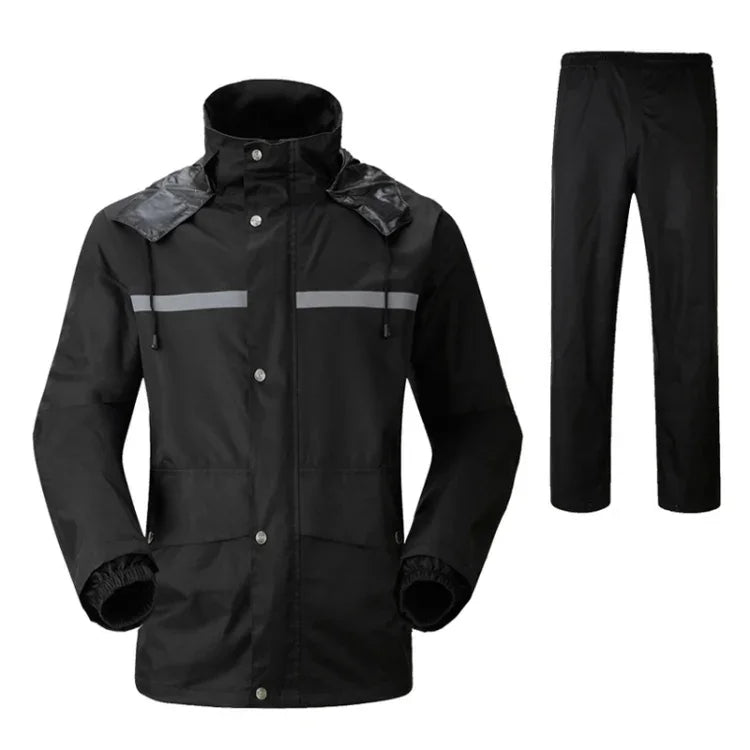Durable Reflective Motorcycle Split Raincoat Pants Riding Bicycle Electric Bike Windproof Waterproof Rain Wear for Adult, Size: L(Black), Size: L