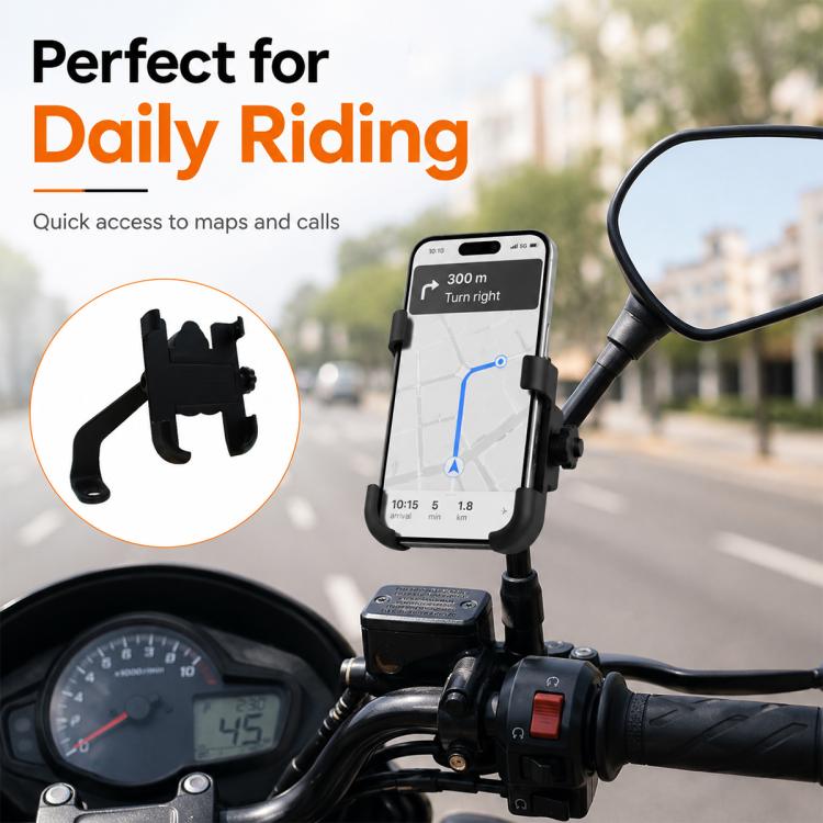 Motorcycle Rear View Mirror Aluminum Alloy Phone Bracket, Suitable for 60-100mm Device, Rear View Mirror for 60-100mm