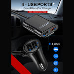 HMQ-C801 1.8m 8A Max 4 Ports USB Car Charger with Extending USB HUB for Front & Back Seat Charging, HMQ-C801