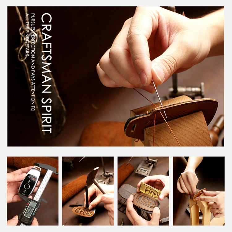 Hallmo Car Cowhide Leather Key Protective Cover Key Case for Hyundai 7-button, For Hyundai 7-button