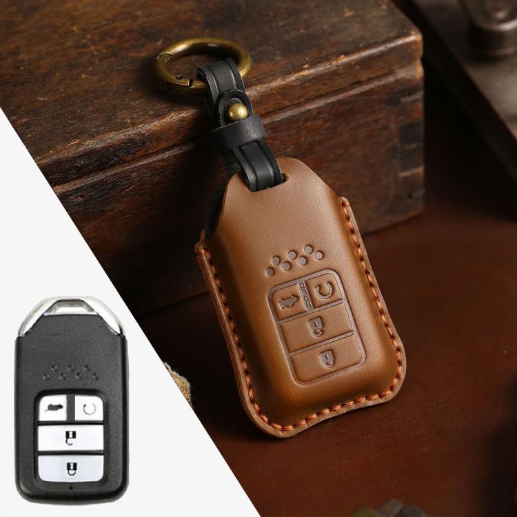 For Honda Car Cowhide Leather Key Protective Cover Key Case, Four Keys Version, For Honda , Four Keys Version, For Honda, Four Keys Version