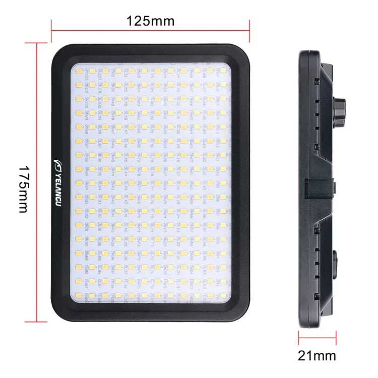 YELANGU YLG0504B 204 LEDs 1000LM 3300-5600K No Polar Dimmable Studio Light Video & Photo Light for Canon, Nikon, DSLR Cameras, 204 LEDs