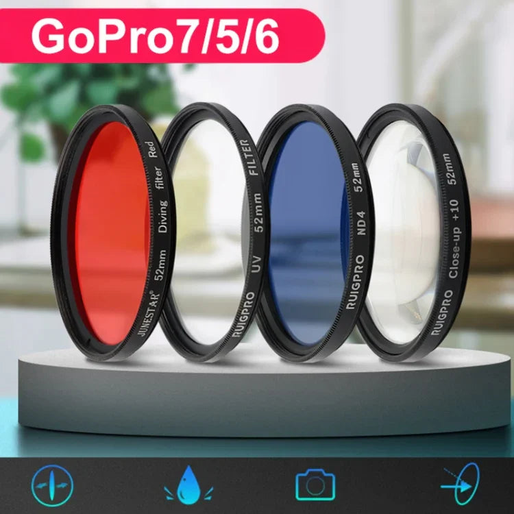 RUIGPRO for GoPro HERO 7/6 /5 Professional 52mm ND4 Lens Filter with Filter Adapter Ring & Lens Cap, ND4 Lens