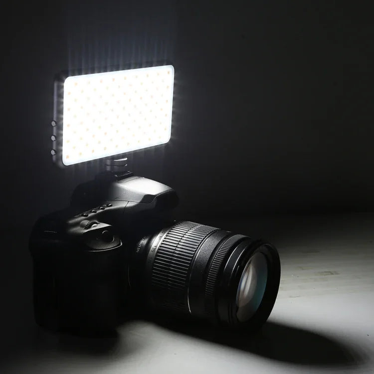 LED011S Pocket 180 LEDs Professional Vlogging Photography Video & Photo Studio Light with OLED Display & Cold Shoe Adapter Mount for Canon / Nikon DSLR Cameras, 180 LED