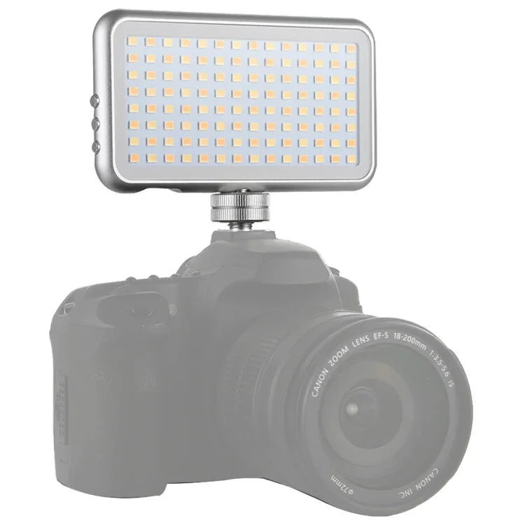 LED-013 Pocket 112 LEDs Professional Vlogging Photography Video & Photo Studio Light with OLED Display & Cold Shoe Adapter Mount for Canon / Nikon DSLR Cameras, 112 LED