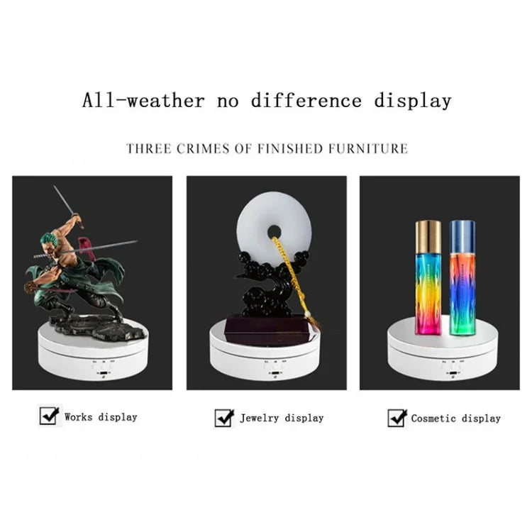 13.8cm USB Charging Smart 360 Degree Rotating Turntable Display Stand Video Shooting Props Turntable for Photography, Load 3kg