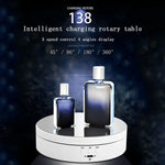 13.8cm Mirror Style USB Charging Smart 360 Degree Rotating Turntable Display Stand Video Shooting Props Turntable for Photography, Load 3kg, 13.8cm Mirror/Powered by USB(W)