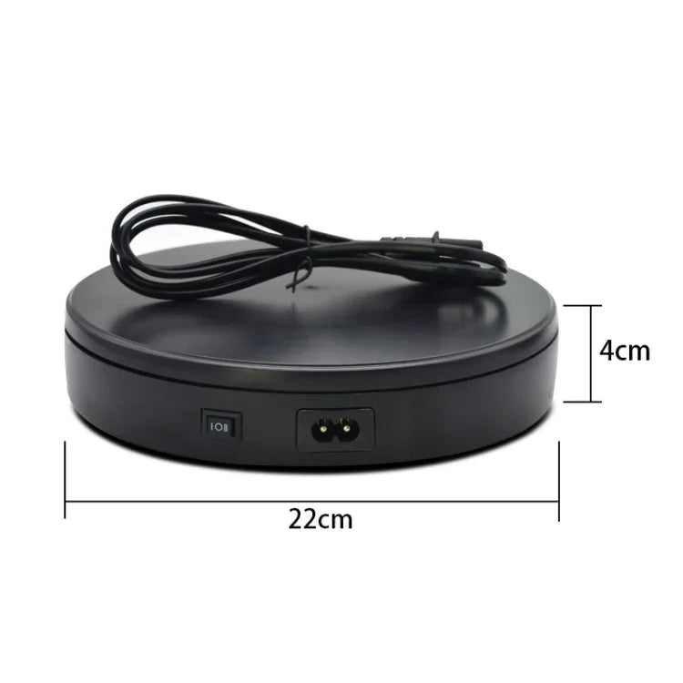 22cm Electric Rotating Turntable Display Stand Live Video Shooting Props Turntable Jewelry Shoes Display Platform, US Plug, 22cm(Black), 22cm(White)