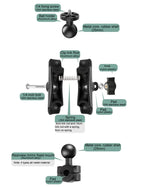 M10 9cm Connecting Rod Fixed Motorcycle Mount Holder with Tripod Adapter & Screw for GoPro, Insta360, DJI and Other Action Cameras, M10 9cm Connecting Rod Holder
