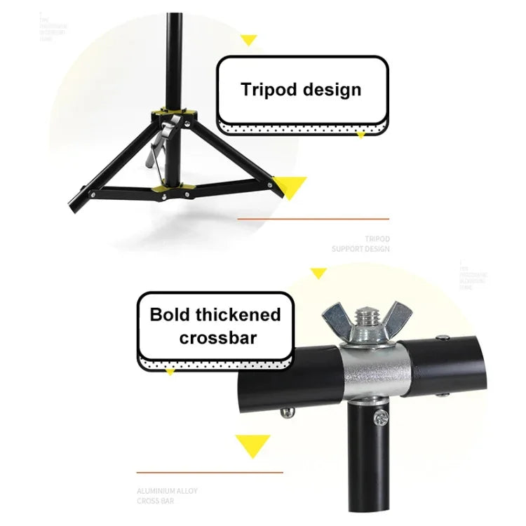 100x200cm T-Shape Photo Studio Background Support Stand Backdrop Crossbar Bracket Kit with Clips, No Backdrop, 100x200cm