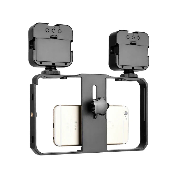 YELANGU PC201 YLG1801A Vlogging Live Broadcast LED Selfie Light Smartphone Video Rig Handle Stabilizer Plastic Bracket Kits, PC201