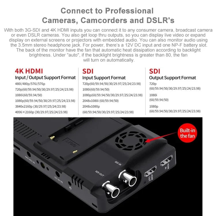 FEELWORLD LUT6S 1920x1080 2600 nits 6 inch IPS Screen HDMI 4K Touch Screen SDI HDI Camera Field Monitor, LUT6S