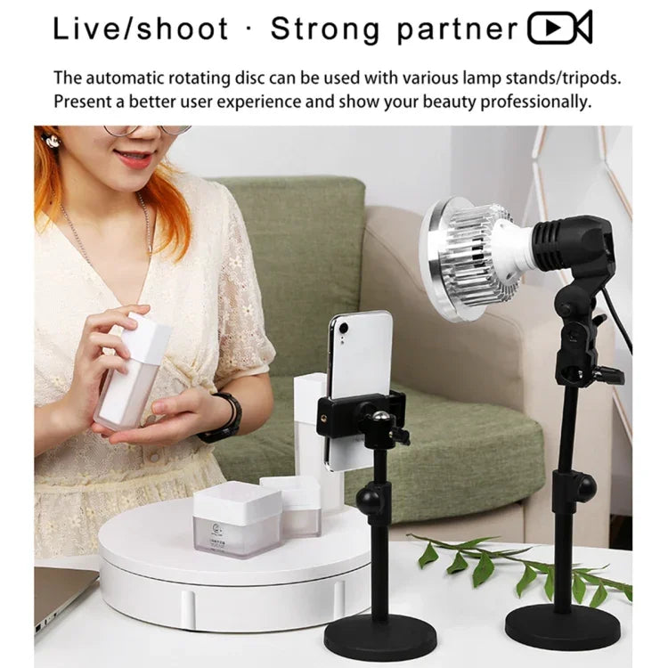 30cm Electric Rotating Turntable Display Stand Video Shooting Props Turntable for Photography, Load: 100kg, US Plug, 30cm, US Plug