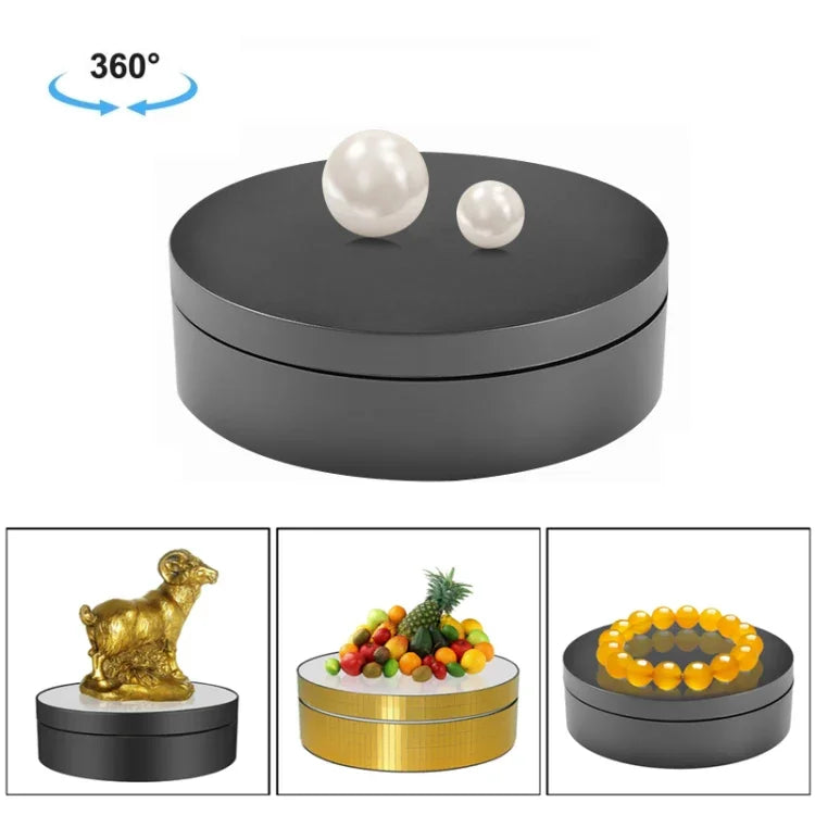 12cm 360 Degree Rotating Turntable Matte Electric Display Stand Video Shooting Props Turntable, Load: 3kg, 12cm Matte Black, 12cm Matte White