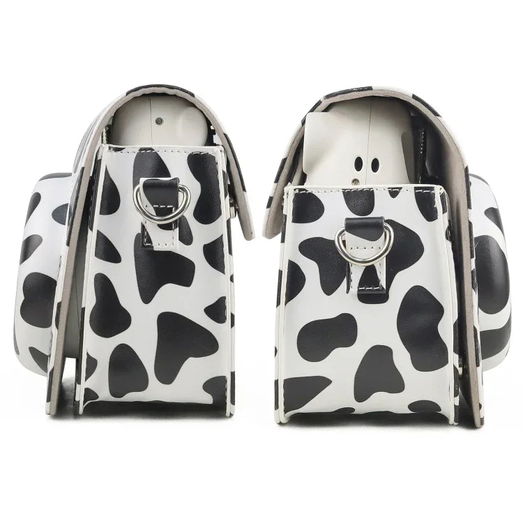 Milk Cow Full Body PU Leather Case Camera  Bag with Strap for FUJIFILM instax mini 7+, Milk Cow