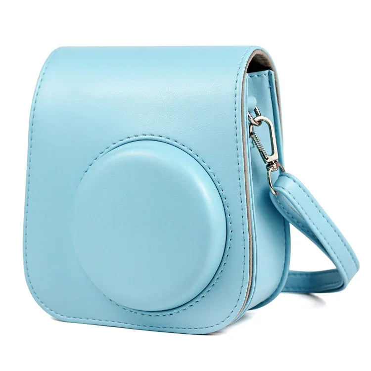 Solid Color Full Body Camera Leather Case Bag with Strap for FUJIFILM Instax mini 11