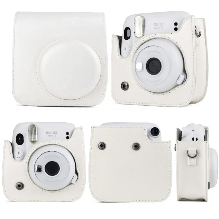 Solid Color Full Body Camera Leather Case Bag with Strap for FUJIFILM Instax mini 11