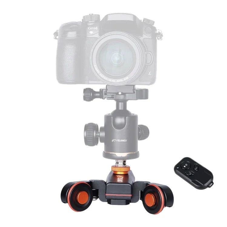 YELANGU L4X Camera Wheel Dolly II Electric Track Slider 3-Wheel Video Pulley Rolling Dolly Car with Remote Control for DSLR / Home DV Cameras, GoPro, Smartphones, Load: 3kg, L4X Dolly Car Black