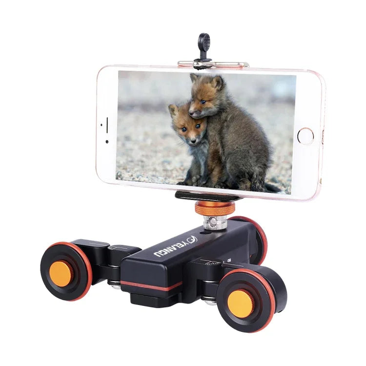YELANGU L4X Camera Wheel Dolly II Electric Track Slider 3-Wheel Video Pulley Rolling Dolly Car with Remote Control for DSLR / Home DV Cameras, GoPro, Smartphones, Load: 3kg, L4X Dolly Car Black