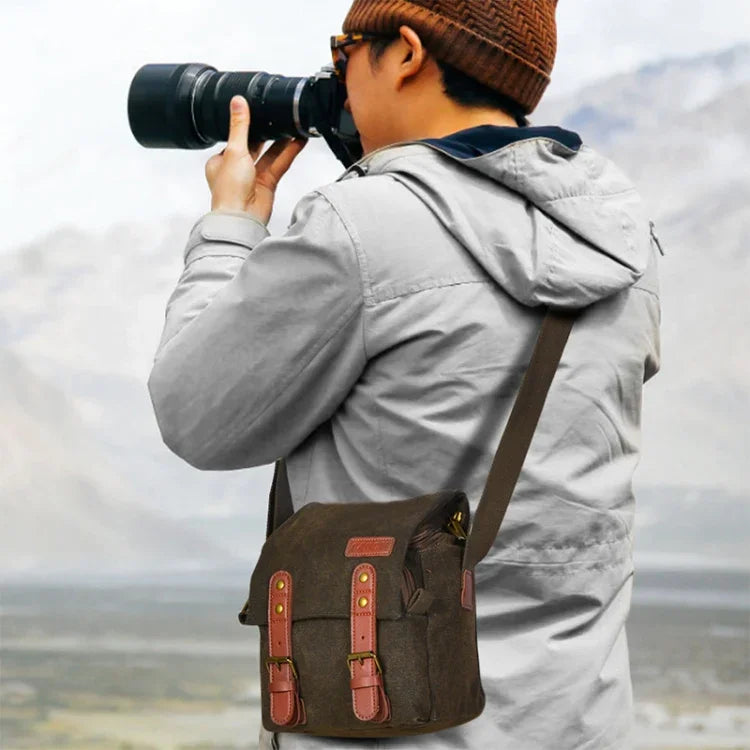 CADEN N1 Simple Retro Multifunctional Canvas Waterproof Digital Camera Photography Bag, N1 Simple Coffee, N1 Simple Beige White