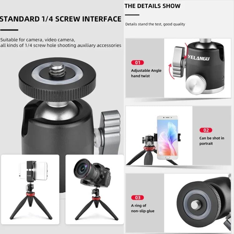 YELANGU LW-A01 Panoramic Metal Tripod Ball Head Adapter, LW-A01