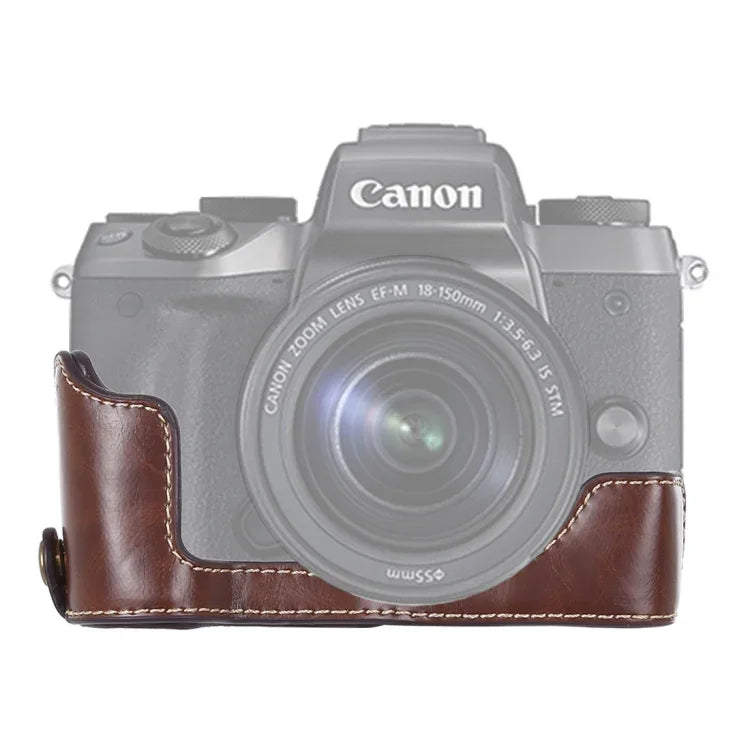 1/4 inch Thread PU Leather Camera Half Case Base for Canon EOS M5, For Canon M5