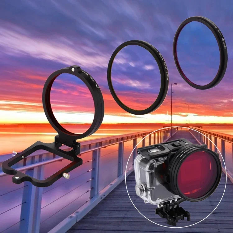 58mm Yellow + Red + Purple Diving Lens Filter for GoPro HERO7 Black/6 /5, 58mm 3-color Diving Lens
