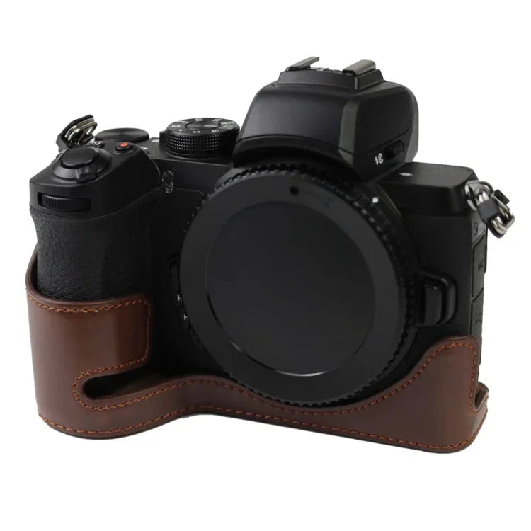 1/4 inch Thread PU Leather Camera Half Case Base for Nikon Z50, For Nikon Z50