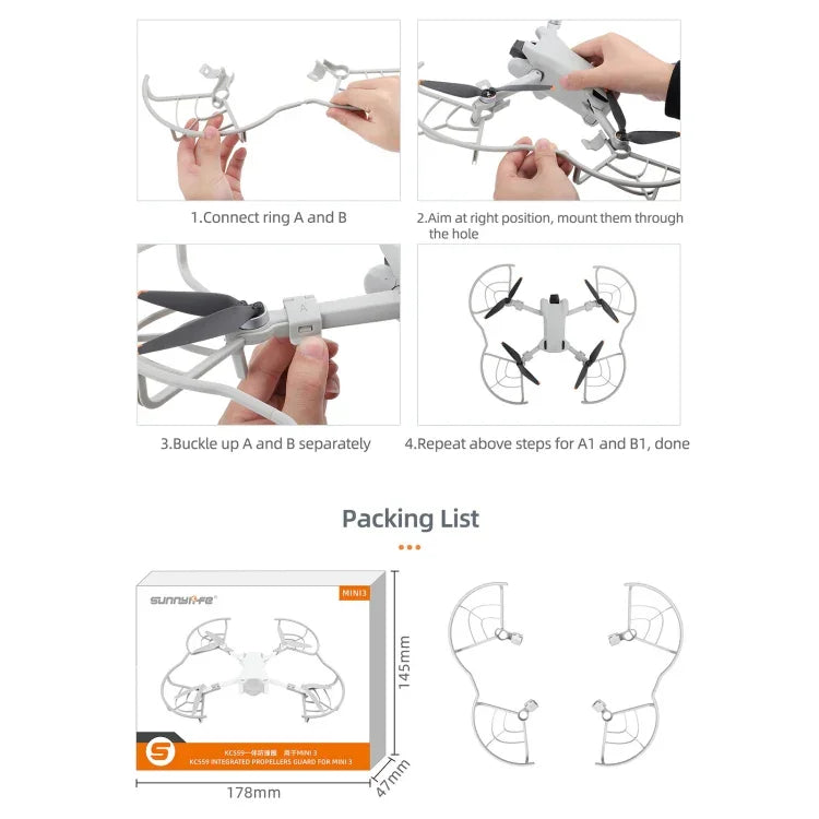For DJI Mini 3 Sunnylife Drone Propeller Protective Guard Anti-collision Ring