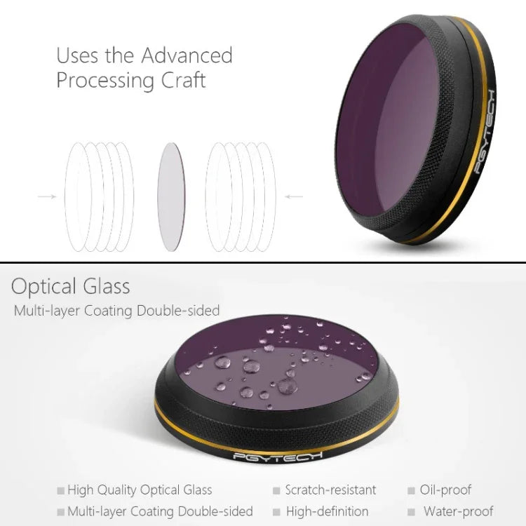 PGYTECH X4S-HD ND64 Gold-edge Lens Filter for DJI Inspire 2 / X4S Gimbal Camera Drone Accessories, ND64