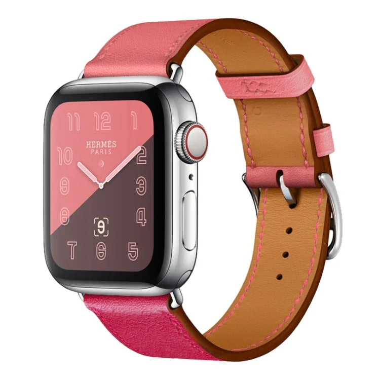 Two Color Single Loop Leather Wrist Strap Watchband for Apple Watch Series 3 & 2 & 1, 38mm Orange+Bright Blue, 42mm Orange+Bright Blue, 38mm Pink+Wine Red, 42mm Pink+Wine Red, 38mm Amber+Orange Red+Light Rose Red, 42mm Amber+Orange Red+Light Rose Red  ...